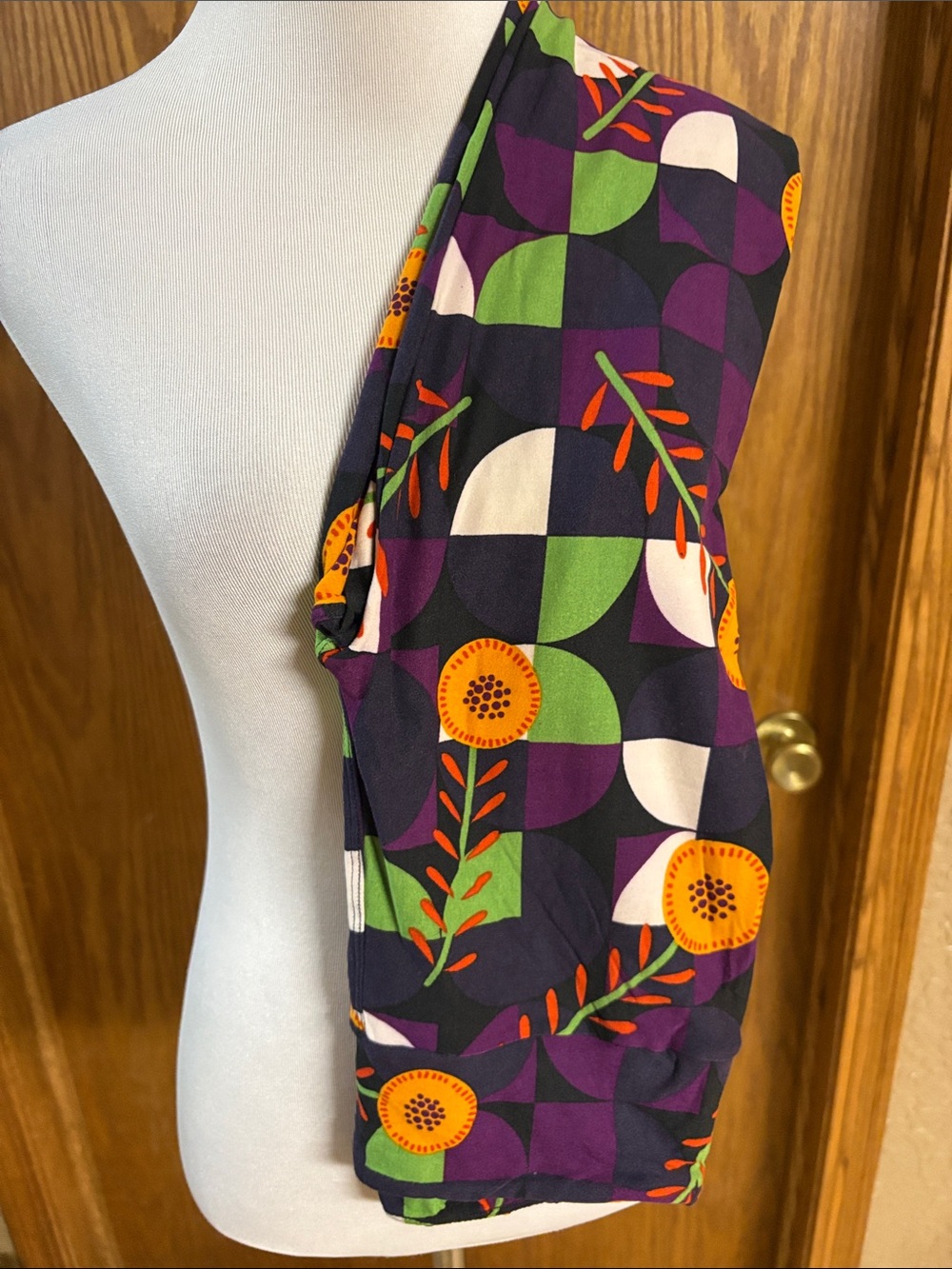 LuLaRoe Purple Green Orange Floral Geometric Leggings